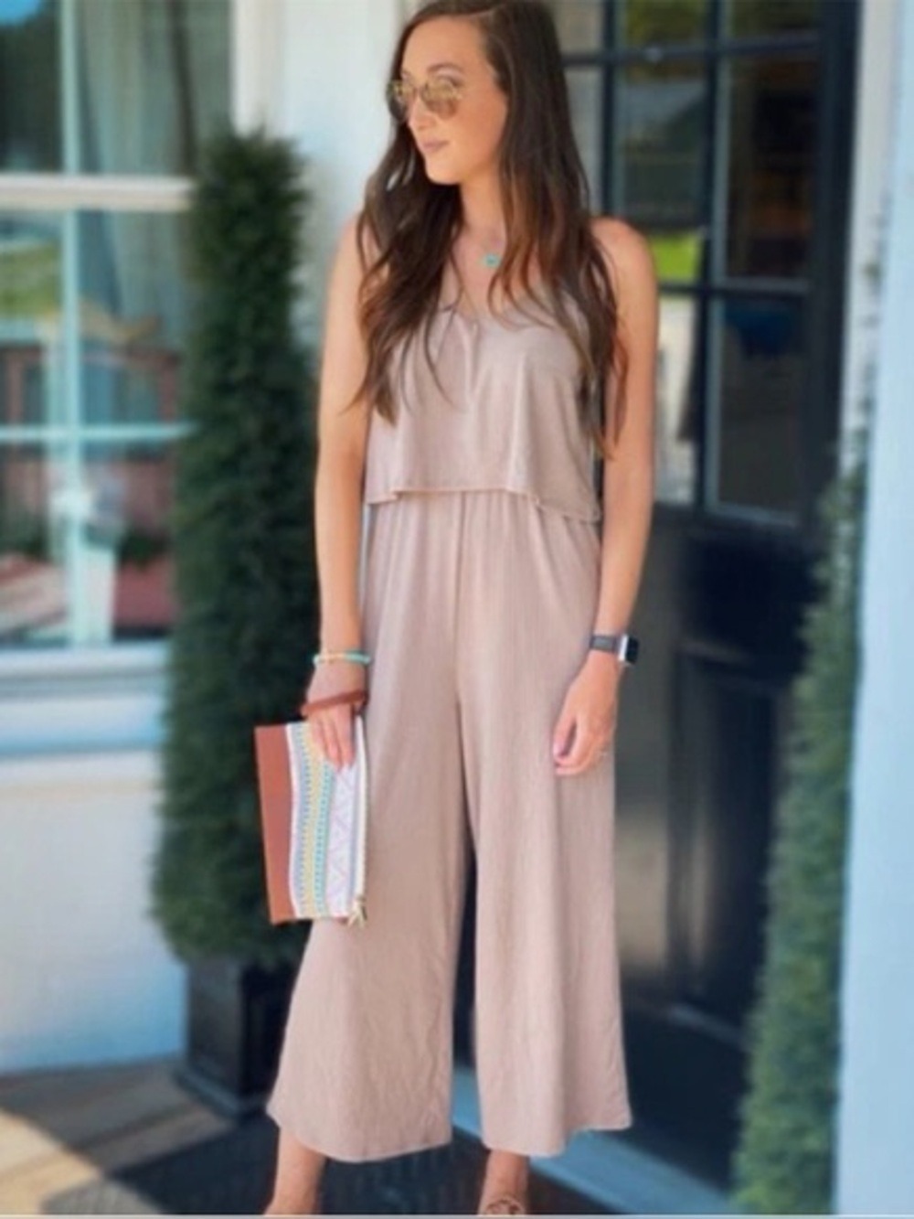 NWT Uniqlo Women Pink Camisole Wide Leg Jumpsuit